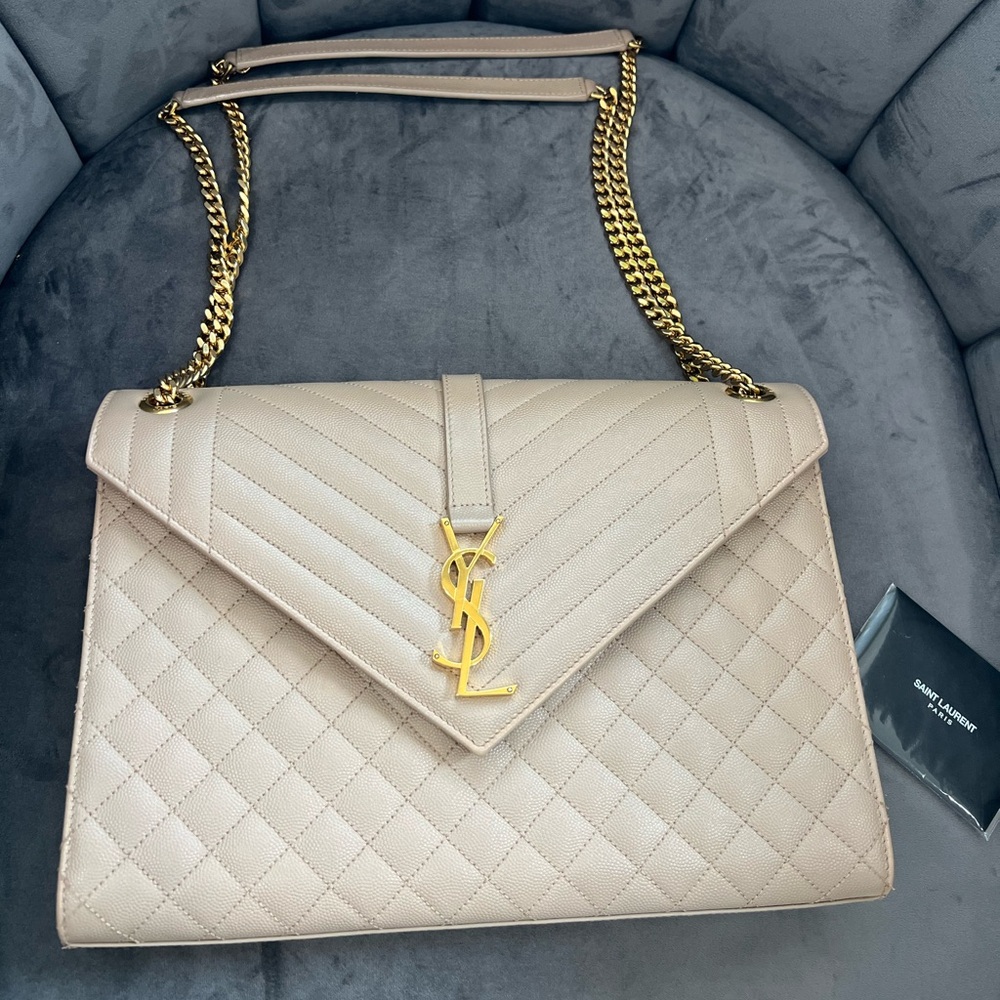 Saint Laurent Classic Monogram Envelope Satchel Mixed Matelasse Leather Large - Picture 1 of 17